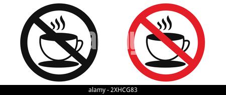 Aucune affiche pour tasse à café symbole vectoriel ou ensemble d'affiches collection en noir et blanc Illustration de Vecteur