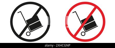 Pas de signe de camion manuel symbole vectoriel ou collection d'ensembles de signes dans un contour noir et blanc Illustration de Vecteur