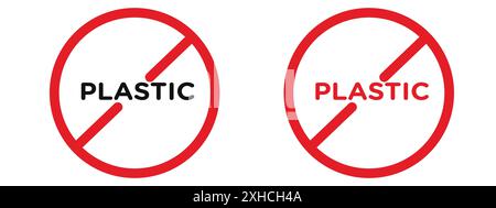 Pas d'affiche en plastique symbole vectoriel ou ensemble d'affiches collection avec contour noir et blanc Illustration de Vecteur