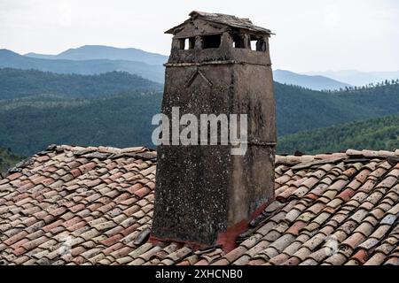 Cheminée typique, Vallée de Hecho, Jacetania, Huesca, Espagne Banque D'Images