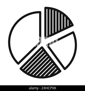 Icône de graphique circulaire symbole vectoriel ou ensemble d'enseignes collection dans un contour noir et blanc Illustration de Vecteur