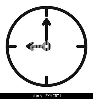 Horloge neuf icône symbole vectoriel ou ensemble de signes collection dans un contour noir et blanc Illustration de Vecteur