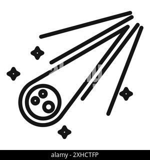 Icône de comète symbole vectoriel ou collection d'ensemble de signes dans un contour noir et blanc Illustration de Vecteur