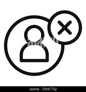 Supprimer l'icône de l'utilisateur symbole vectoriel ou ensemble d'affiches collection dans un contour noir et blanc Illustration de Vecteur