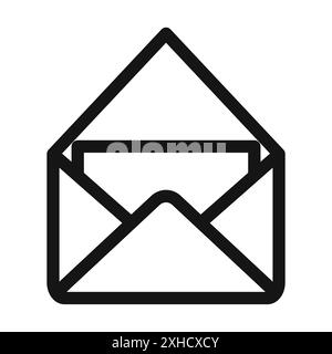 Icône enveloppe ouverte symbole vectoriel ou ensemble d'enseignes collection dans un contour noir et blanc Illustration de Vecteur