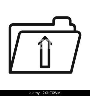 Icône de téléchargement de dossier symbole vectoriel ou collection d'enseignes dans un contour noir et blanc Illustration de Vecteur