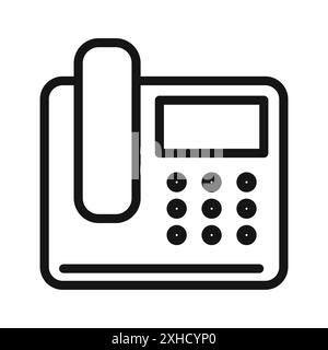 Icône de téléphone de bureau symbole vectoriel ou ensemble de signes collection dans un contour noir et blanc Illustration de Vecteur