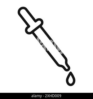 Icône de pipette oculaire symbole vectoriel ou collection d'ensemble de signes dans un contour noir et blanc Illustration de Vecteur
