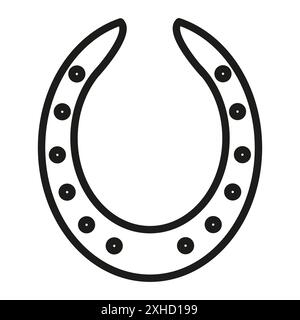 Icône de fer à cheval symbole vectoriel ou collection d'ensemble de signes dans un contour noir et blanc Illustration de Vecteur