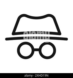 Icône incognito symbole vectoriel ou collection d'ensemble de signes dans un contour noir et blanc Illustration de Vecteur