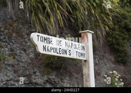 Panneau indiquant la tombe de Napoléon, Sainte-Hélène Banque D'Images