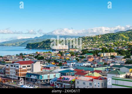 Roseau, port de croisière et capitale de la Dominique, Caraïbes. Banque D'Images