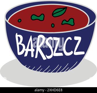 Barszcz traduction (Borscht) soupe. Plat polonais. Illustration vectorielle d'un style d'esquisse. Illustration de Vecteur