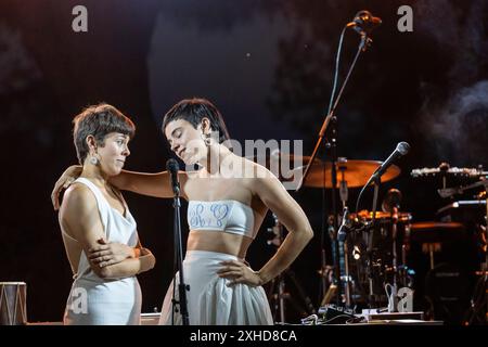 Récital de concert d'Anna Ferrer et Clara Fiol, consolation, Sant Joan, 'la Lluna en vers', Majorque, Îles Baléares, Espagne. Banque D'Images