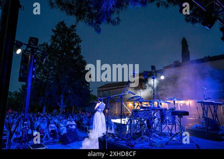 Récital de concert d'Anna Ferrer et Clara Fiol, consolation, Sant Joan, 'la Lluna en vers', Majorque, Îles Baléares, Espagne. Banque D'Images