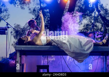 Récital de concert d'Anna Ferrer et Clara Fiol, consolation, Sant Joan, 'la Lluna en vers', Majorque, Îles Baléares, Espagne. Banque D'Images