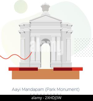 Monument du parc (Aayi Mandapam) - Parc gouvernemental de Pondichéry - illustration au format fichier EPS 10 Illustration de Vecteur