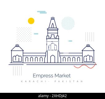 Empress Market - ville de Saddar de Karachi, Pakistan - illustration en tant que fichier EPS 10 Illustration de Vecteur