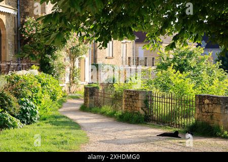 La bastide de Domme surplombe la vallée de la Dordogne dans le Périgord Noir dans le sud-ouest de la France. Domme est répertorié comme l'un des plus beaux v Banque D'Images