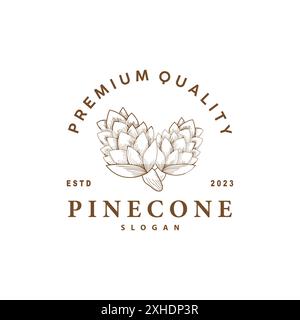 Logo Pinecone, illustration vectorielle de modèle de plante d'arbre de pin de conception minimaliste simple Illustration de Vecteur