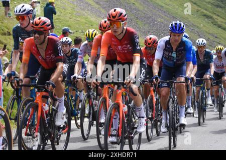 Bareges, France, 13 juillet 2024 : le cycliste INEOS Grenadiers Carlos Rodriguez (31 ans) lors de la 14ème étape du Tour de France 2024 entre Pau et Saint-Lary-Soulan Pla d’Adet, le 13 juillet 2024, à Bareges, France. Crédit : Alberto Brevers / Alamy Live News. Banque D'Images