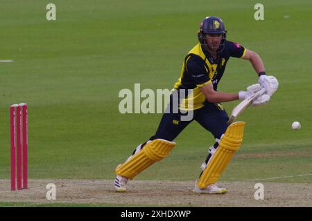 Chester le Street, 12 juillet 2024. Colin Ackerman battant pour Durham Cricket contre Notts Outlaws dans le T20 Blast à Seat unique, Chester le Street. Crédit : Colin Edwards Banque D'Images