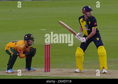 Chester le Street, 12 juillet 2024. Ashton Turner battant pour Durham Cricket contre Notts Outlaws dans l'explosion T20 à Seat unique, Chester le Street. Crédit : Colin Edwards Banque D'Images