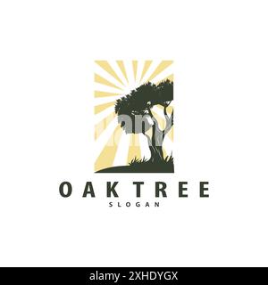 Oak Tree logo Design minimaliste, Vector Tree nature Plant of Life illustration Template Symbol Illustration de Vecteur