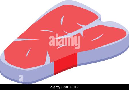 Gros morceau de viande crue avec de la graisse est couché sur fond blanc Illustration de Vecteur