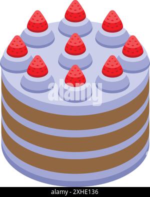 Dessert sucré à la crème et aux fraises se tient sur la table et attend que la fête commence Illustration de Vecteur