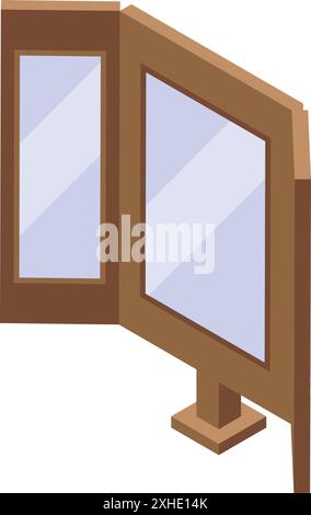 Miroir de dressing en bois debout sur le sol pour essayer des vêtements Illustration de Vecteur