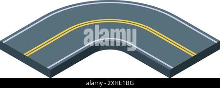 Segment de route tournant à droite dans la vue isométrique Illustration de Vecteur