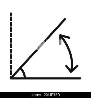 Icône d'inclinaison de l'angle symbole vectoriel ou collection d'ensembles de signes dans un contour noir et blanc Illustration de Vecteur