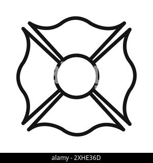 Icône de badge de service d'incendie vierge symbole vectoriel ou ensemble d'affiches collection dans un contour noir et blanc Illustration de Vecteur