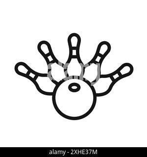 Icône de jeu de bowling symbole vectoriel ou collection d'ensemble de signe dans un contour noir et blanc Illustration de Vecteur