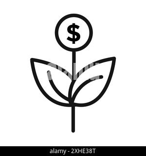Icône de croissance des investissements d'affaires symbole vectoriel ou collection d'ensemble de signes dans un contour noir et blanc Illustration de Vecteur