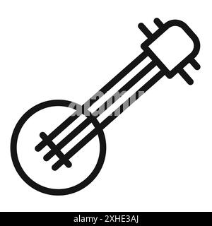 Banjo icône symbole vectoriel ou collection d'ensemble de signes dans un contour noir et blanc Illustration de Vecteur