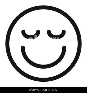 Icône Emoji calme symbole vectoriel ou collection d'ensemble de signes dans un contour noir et blanc Illustration de Vecteur