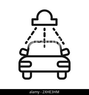 Icône de lavage de voiture symbole vectoriel ou collection de l'ensemble d'affiches dans un contour noir et blanc Illustration de Vecteur