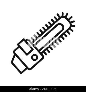 Icône de tronçonneuse symbole vectoriel ou collection d'ensemble de signes dans un contour noir et blanc Illustration de Vecteur