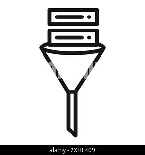Icône de filtrage des données ensemble de symboles ou de signes vectoriels dans un contour noir et blanc Illustration de Vecteur