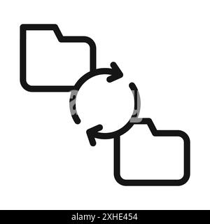 Icône d'échange de données symbole vectoriel ou ensemble de signes collection dans un contour noir et blanc Illustration de Vecteur