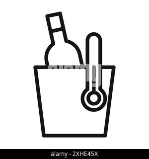 Icône de bouteille de vin de refroidissement symbole vectoriel ou collection d'ensemble de signe dans un contour noir et blanc Illustration de Vecteur