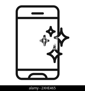 Icône de verre de téléphone propre symbole vectoriel ou collection d'ensemble d'affiches dans un contour noir et blanc Illustration de Vecteur