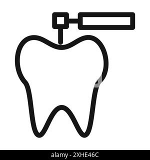 Icône de traitement dentaire symbole vectoriel ou ensemble de signes collection dans un contour noir et blanc Illustration de Vecteur