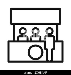 Icône de stand d'exposition symbole vectoriel ou collection d'ensemble de signes dans un contour noir et blanc Illustration de Vecteur