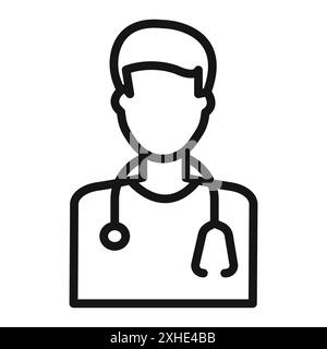 Icône Doctor Vector symbole ou ensemble de signes collection dans un contour noir et blanc Illustration de Vecteur