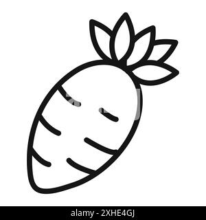 Daikon icône symbole vectoriel ou collection de signe ensemble dans un contour noir et blanc Illustration de Vecteur