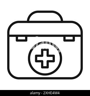 Icône trousse médicale de premiers soins symbole vectoriel ou ensemble de signes collection dans un contour noir et blanc Illustration de Vecteur