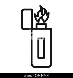 Icône allume-feu symbole vectoriel ou collection d'ensemble d'enseignes dans un contour noir et blanc Illustration de Vecteur